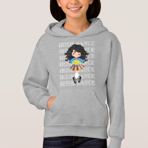 Irish Dance Typography Cute Girl in Solo Dress Hoodie