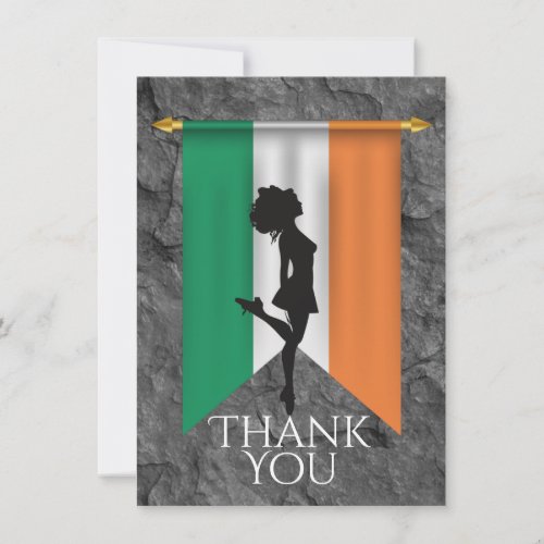 Irish Dancer and Flag of Ireland Dance Flat Thank You Card