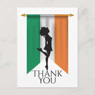 Irish Dancer and Flag of Ireland Dance Thank You Postcard