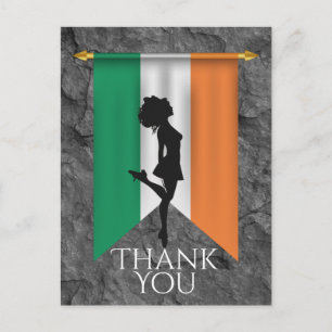 Irish Dancer and Flag of Ireland Dance Thank You Postcard