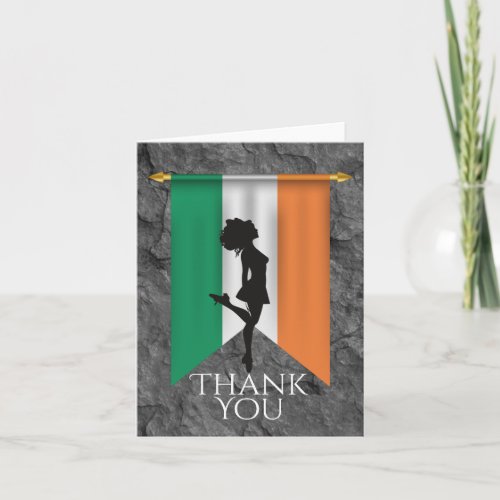 Irish Dancer and Flag of Ireland Hard Shoe Dance Thank You Card