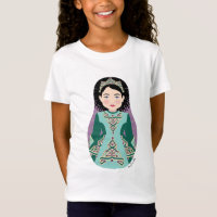 Irish Dancer Black Hair Matryoshka Girls' T-Shirt