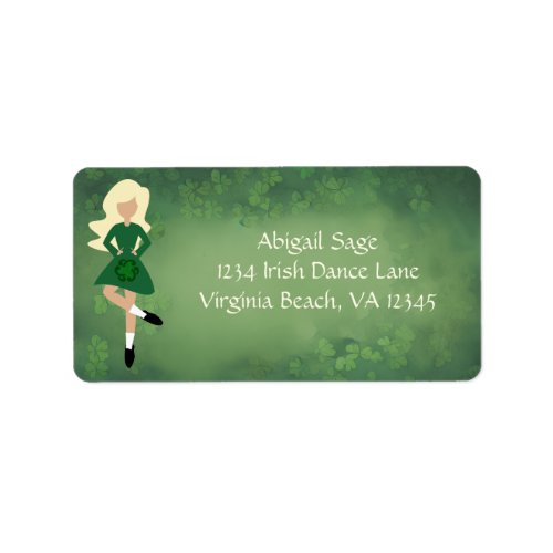 Irish Dancer _ Blond Hair _ Clovers Dance Address Label