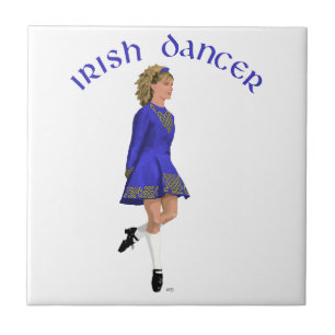 Irish Dancer Blonde in Blue Ceramic Tile
