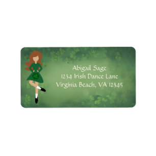 Irish Dancer - Brown Hair - Clovers Dance Address Label