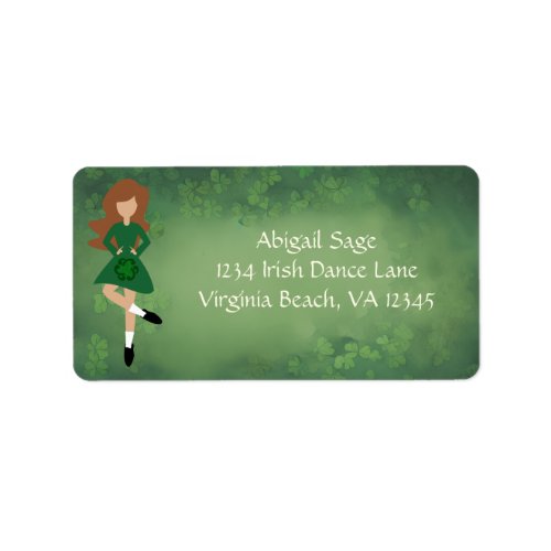 Irish Dancer _ Brown Hair _ Clovers Dance Address Label