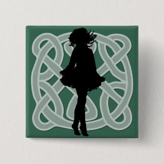 Irish Dancer Celtic Green Button