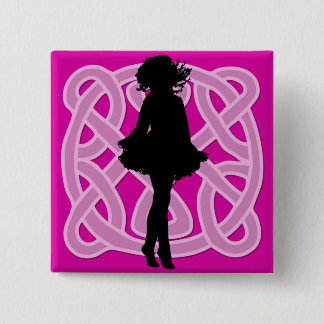 Irish Dancer Celtic Hot Pink Button