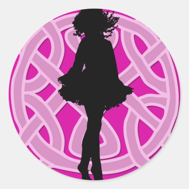 Irish Dancer Celtic Hot Pink Sticker (Front)