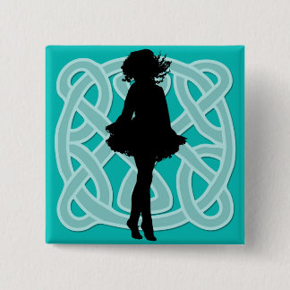 Irish Dancer Celtic Light Blue Button