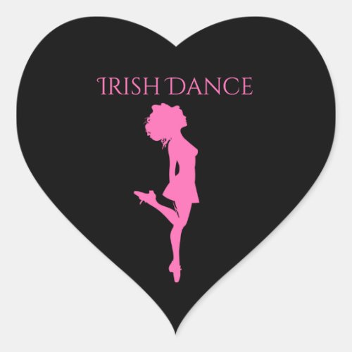 Irish Dancer Hard Shoe Black and Pink Dance Heart Sticker