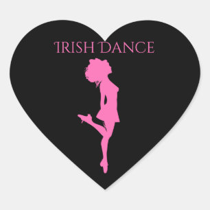 Irish Dancer Hard Shoe Black and Pink Dance Heart Sticker
