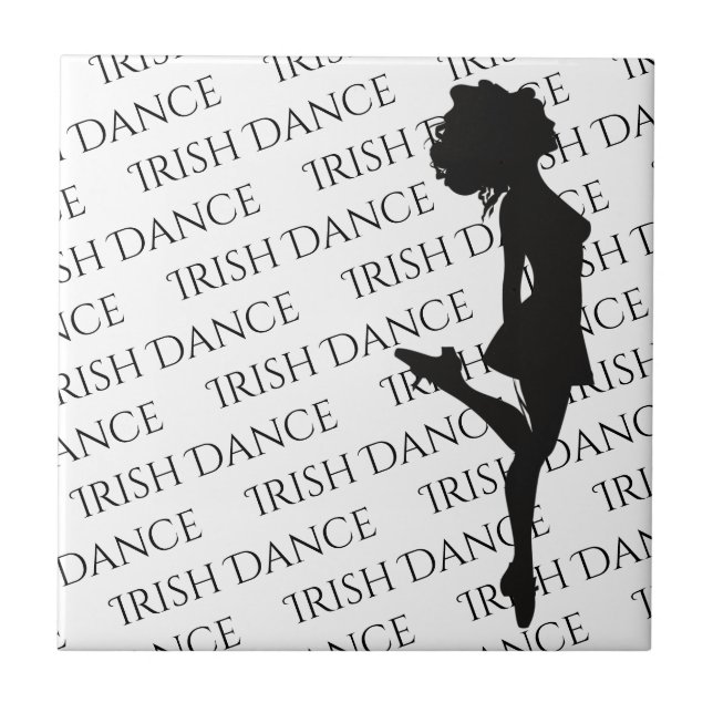 Irish Dancer Hard Shoe Black and White Dance  Ceramic Tile (Front)