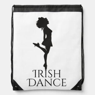 Irish Dancer Hard Shoe Black and White Dance Drawstring Bag