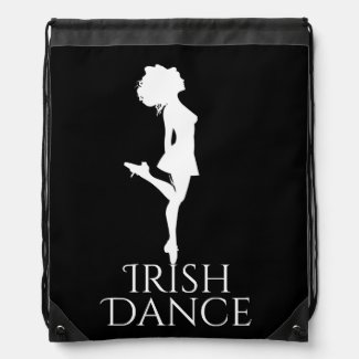 Irish Dancer Hard Shoe Black and White Dance Drawstring Bag
