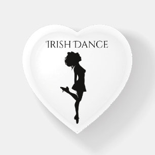 Irish Dancer Hard Shoe Black and White Dance Heart Paperweight