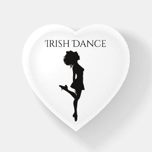 Irish Dancer Hard Shoe Black and White Dance Heart Paperweight