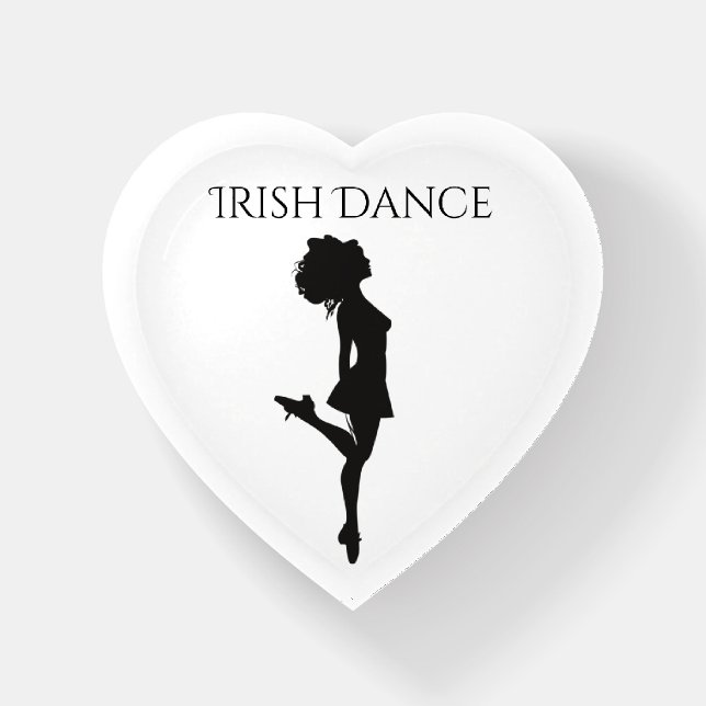 Irish Dancer Hard Shoe Black and White Dance Heart Paperweight (Front)