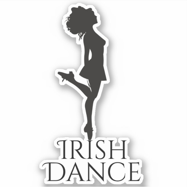 Irish Dancer Hard Shoe Black and White Dance Sticker (Front)