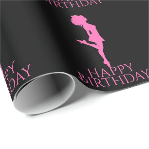 Irish Dancer Hard Shoe Black Pink Dance Birthday Wrapping Paper