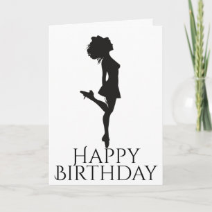 Irish Dancer Hard Shoe Black White Dance Birthday Card