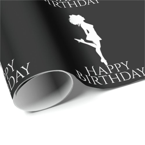 Irish Dancer Hard Shoe Black White Dance Birthday Wrapping Paper