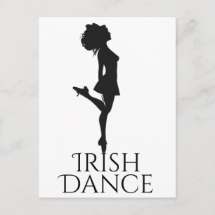 Irish Dancer Hard Shoe Dancing Black White Dance Postcard