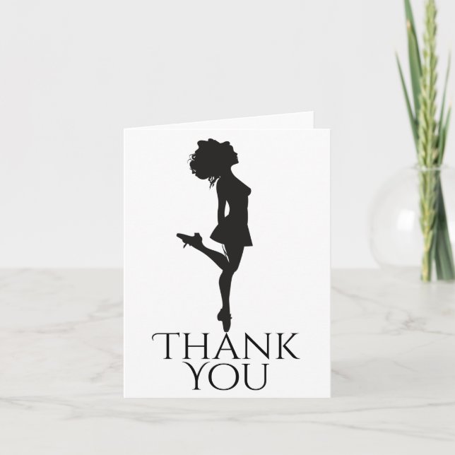 Irish Dancer Hard Shoe Dancing Black White Dance Thank You Card (Front)
