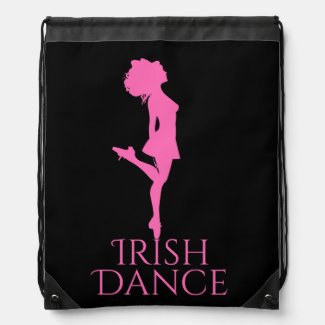 Irish Dancer Hard Shoe Pink and Black Dance Drawstring Bag