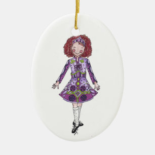 Irish Dancer in Purple Ceramic Ornament