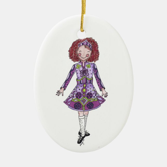 Irish Dancer in Purple Ceramic Ornament (Front)