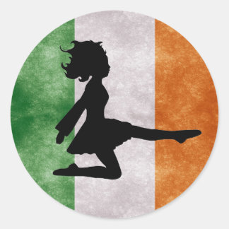 Irish Dancer on Irish Flag Stickers