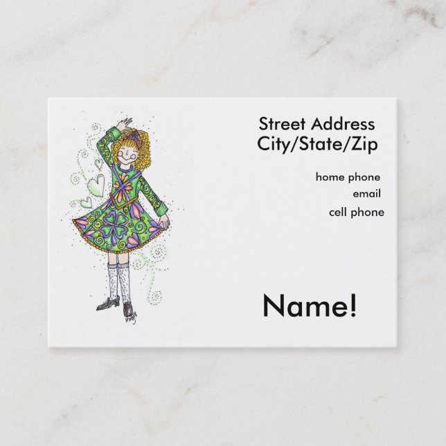 Irish Dancer Personal Calling Card (Front)