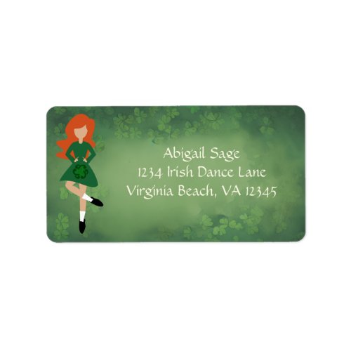 Irish Dancer _ Red Hair _ Clovers Dance Address Label