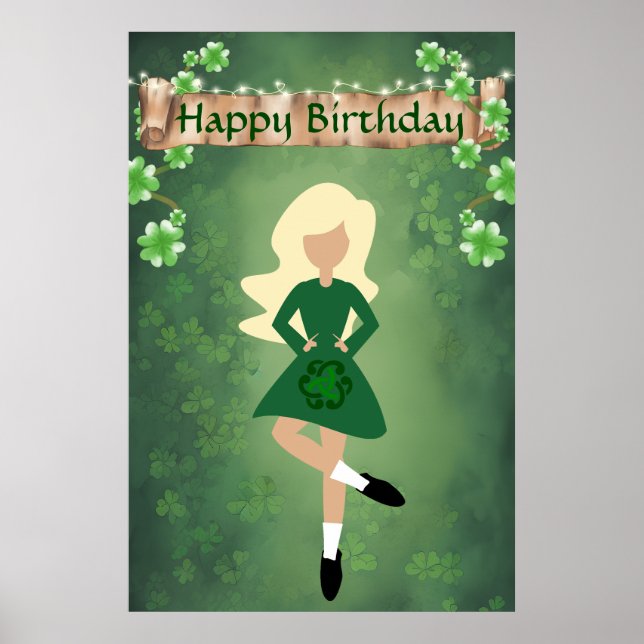 Irish Dancer with Blond Hair Happy Birthday Dance Poster (Front)