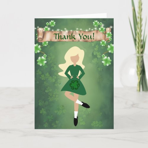 Irish Dancer with Blond Hair Irish Step Dance Thank You Card