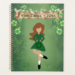 Irish Dancer with Brown Hair and Clovers Dance Planner