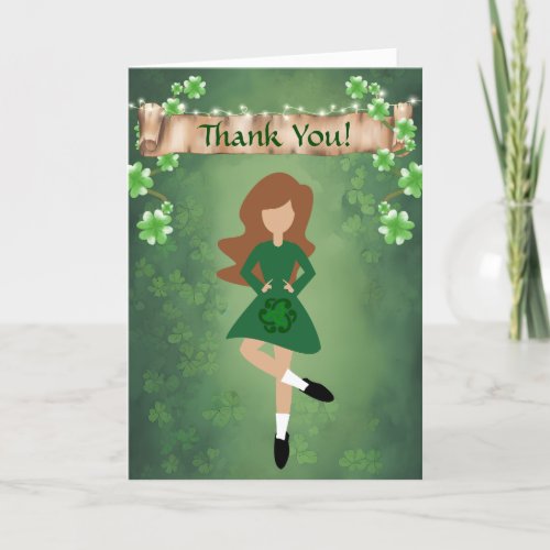 Irish Dancer with Brown Hair Irish Step Dance Thank You Card