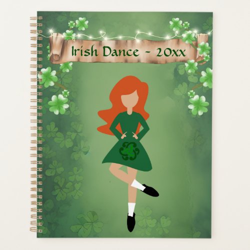 Irish Dancer with Red Hair and Clovers Dance Planner