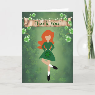 Irish Dancer with Red Hair Irish Step Dance Letterpress Thank You Card