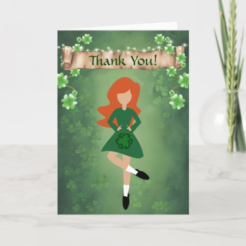Irish Dancer with Red Hair Irish Step Dance Thank You Card