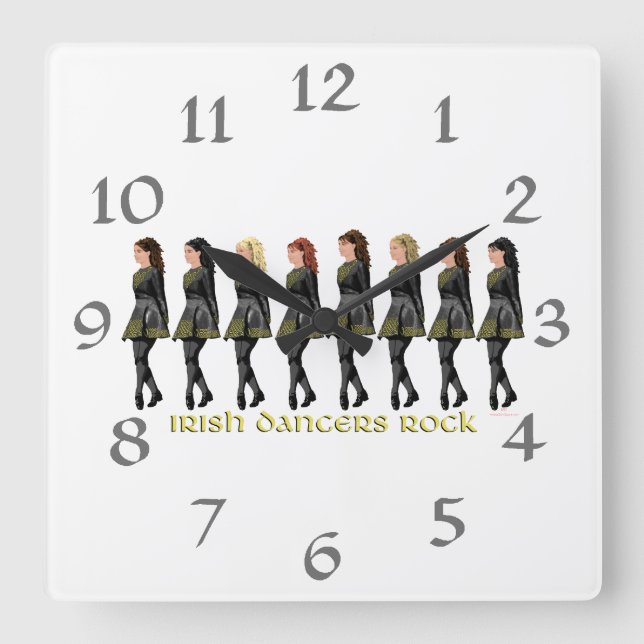 Irish Dancers Rock Square Wall Clock (Front)