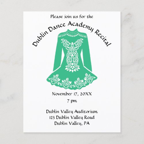 Irish Dancing Dancer Dress Dance Recital Flyer