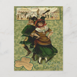 Irish Dancing Erin Go Braugh Shillelagh Postcard