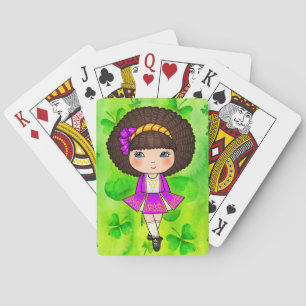 Irish dancing girl in violet dress poker cards
