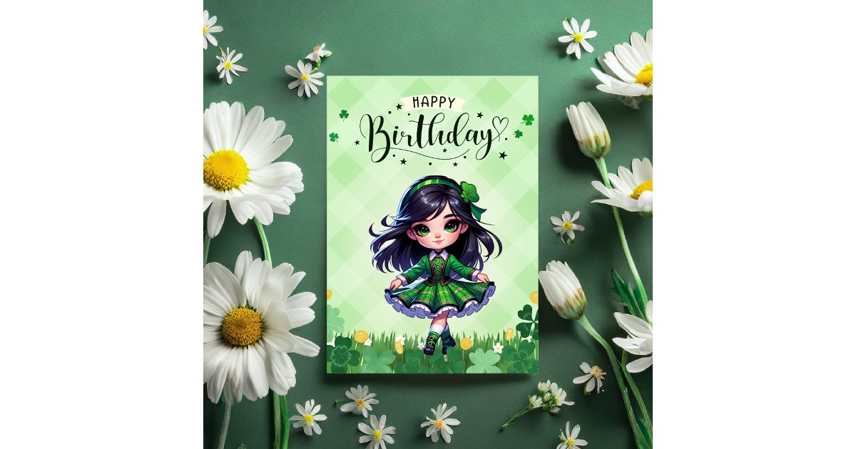 Irish Dancing Lass Birthday Greeting Card | Zazzle