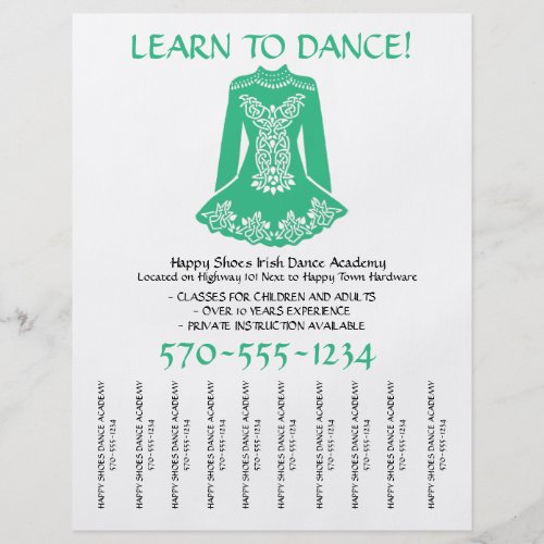 Irish Dancing Lessons Class Tear Off Strips Flyer