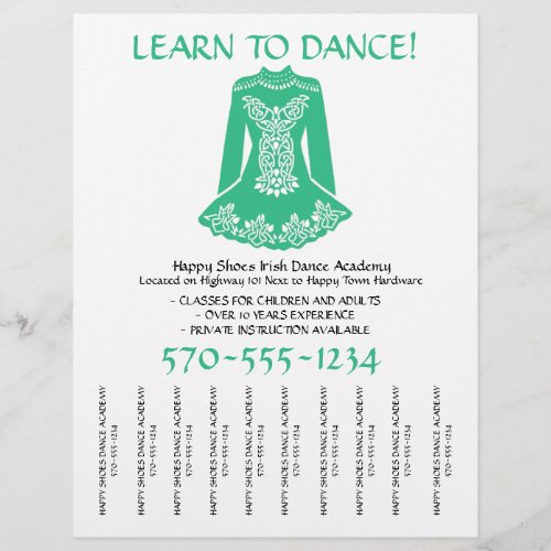 Irish Dancing Lessons Class Tear Off Strips Flyer