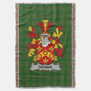 Irish Dennis Coat of Arms Family Crest Ireland Throw Blanket