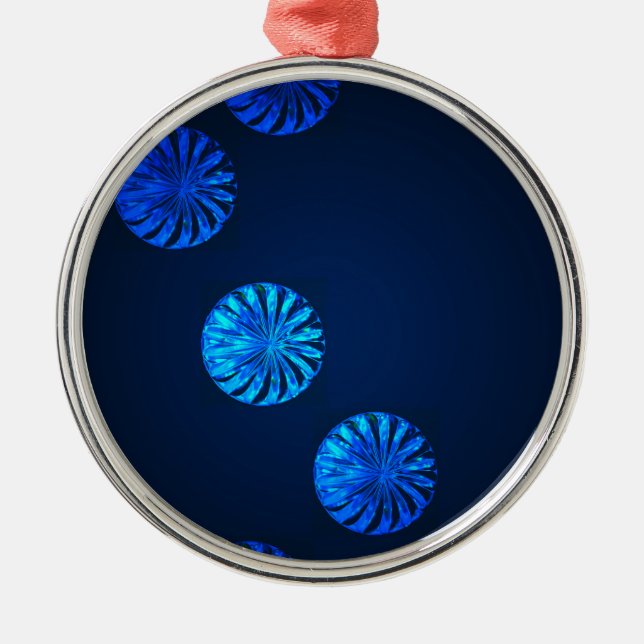 Irish Design Blue Crystal Metal Ornament (Front)
